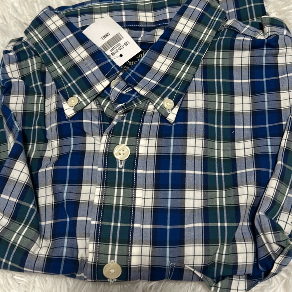 Brand new Abercrombie and Fitch Small plaid shirt blue and green long sleeve